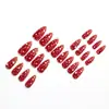 Uñas postizas de fábrica con temática de hongos en color rojo brillante sólido con lunares, forma larga de almendra, uñas postizas desmontables