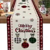 Amazon Transfronterizo Nuevo Camino de Mesa Navideño, Venta Directa de Fábrica Mantel con Estampado de Árbol de Navidad y Papá Noel
