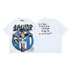 26Ss Nueva Moda de Verano Estilo High Street Camiseta Holgada de Manga Corta Lavada y Desgastada con Estampado