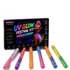 Caneta de pintura facial fluorescente UV dupla ponta transfronteiriça, caneta de decoração facial, conjunto de pintura de maquiagem para show, boate, festival