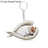 Llavero de Alas de Ángel para Mascotas Lindas Transfronterizo, Colgante Acrílico Estilo Durmiendo de Gato y Perro, Regalo Creativo para Parejas