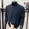 Sudadera unisex de terciopelo alemán doble cara con seda y lana, nuevo modelo otoño 2026, cuello alto con media cremallera, camisa básica casual para hombre