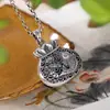 Bolsa de la Suerte Vintage Colgante de Plata para Mujer Plata de Ley 999 Colgante Personalizado de Carpa Collar Largo Dragón y Fénix Auspicioso Bolsa de Dinero Hueca