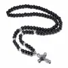 Collar Retro Religioso Personalizado No Magnético Transfronterizo Europeo y Americano Colgante de Piedra Natural con Cuentas Hecho a Mano Rosario