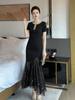 Vestido de Menina Rica 2026 Verão Nova Roupa Feminina Resistente Decorado com Strass Emagrecedor Irregular Vestido 51251