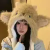 Gorro pequeño de lana de invierno con orejas móviles, lindo y grueso para abrigar, protección contra el frío y protección para los oídos, haciendo que la cara parezca más pequeña, un gorro Lei Feng
