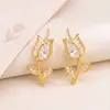 Pendientes transfronterizos de moda: Aretes de tulipán con una estética vintage y fresca, con delicados diseños de flor de tulipán, material de cobre y circonita cúbica microincrustada