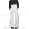 Pantalones de chándal rectos de moda, estilo retro americano nuevo, con letras, para hombre y mujer, pantalones holgados de pierna ancha para danza de jazz