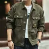 Chaqueta de Mezclilla Americana Retro para Hombre Chaqueta de Trabajo de Chico Duro Guapa Otoño e Invierno Holgada Caza Marca de Moda Chaqueta de Mezclilla