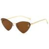Gafas de Sol Triangulares Sin Marco Ojo de Gato Letra F Moda Ins Gafas de Sol Personalizadas de Metal Gafas de Sol con Protección Solar