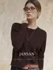 Ropa Zhengqite/2026 Suéter Cardigan de Punto Simple con Botones y Cuello Redondo 100% Lana para Mujer