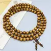 Pulseira de Contas de Oração Budista 108, Contas de Oração de Madeira, Sândalo Preto, Sândalo Verde, Pau-Rosa Preto, Cipreste, Pau-Rosa de Folha Pequena