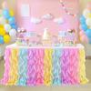 Falda esponjosa falda de mesa plisada para mesa rectangular o mesa redonda para cumpleaños Boda Novia Fiesta de Bebé