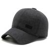 Chapéu para homens de meia-idade e idosos, boné com aba para proteção das orelhas, outono e inverno, chapéu espesso, chapéu de baseball de lã quente e casual para avô