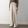 Pantalones de pierna ancha de Lana 100% Engrosada para Mujer Otoño e Invierno Cálidos Tejidos Casuales Holgados Versátiles Dape Pantalones Rectos