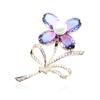 Broches de Flor de Cristal Artificial Exquisitos Roxo Azul Duas Cores Sol Nuvem Diamantes Versátil Longo Broche Feminino Atacado Misto