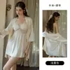 Gui Ruo Lingerie Sexy Camisola Camisola para Mulheres Estilo Fino com Bojos Cetim Renda Robe Conjunto de Homewear T7634