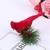 Pájaro de Plumas Artificiales Transfronterizo Pájaro de Espuma de Aguja de Pino Hecho a Mano Decoración Artesanal para el Hogar Venta al por Mayor Pájaro de Decoración Navideña