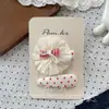 Nuevos Pasadores Rojos Dulces de Lunares Estilo Coreano para Niños, Pinzas de Tela para Flequillo Lateral, Juego de Gomas para el Cabello y Accesorios para el Cabello
