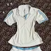 Verão Novo Estilo Europeu e Americano Ins Fresco e Elegante Roupa de Tênis Casual Confortável Camisa Polo com Gola Alta e Botões Atacado