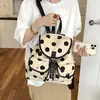 Mochila de lona con lunares estilo coreano para mujer, nueva moda 2026, bolso de hombro ligero con múltiples bolsillos, mochila escolar para estudiante universitario