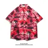 Camisa de Seda de Hielo Hawaiana para Hombre Camisa de Manga Corta de Moda para Hombre Camisa Floral de Playa de Verano Chaqueta Holgada para Pareja