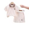 Traje para Niños 2025 Nuevo Estilo Bebé Niño Manga Corta Oso de Dibujos Animados Logo Solapa Camisa Polo Informal Conjunto de Dos Piezas