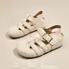 Sandálias fechadas estilo Birkenstock retrô de sola grossa para mulheres, novo modelo verão 2026, populares sandálias de gaiola romana respiráveis para praia vazadas