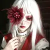 Máscara de Ojos Roja Gótica con Flor de Pedrería para Mujeres Cosplay Actuación en Escenario Mascarada Atmósfera Estilo Oscuro Atrezzo Fotográfico