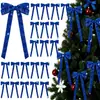 Adorno Navideño de Lazo con Purpurina de 30 cm Adorno Navideño de Lazo Grande Vintage para Decoración de Escaleras y Habitaciones