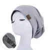 Gorro Transfronterizo Primavera, Otoño, Invierno Color Sólido Exquisito Forro de Polar Etiqueta de Cuero Fs Moda Unisex Gorro de Poner Casual Holgado Gorro para Dormir
