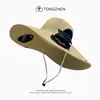Chapéu Chapéu de Pescador com Ventilador Solar Transfronteiriço Chapéu de Sol Masculino para Proteção Solar Verão Grande Circunferência da Cabeça Chapéu de Sol Anti-UV Chapéu