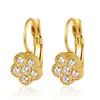 Suministro directo transfronterizo aretes de acero inoxidable con incrustaciones de diamantes para mujer, aretes de flor y moño de moda, accesorios para orejas sin perforación, joyería de lujo ligero