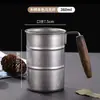 Caneca Transfronteiriça de Aço Inoxidável 304 com Cabo de Madeira, Copo de Barril de Vinho, Copo de Cerveja Retrô para Exterior, Copo Portátil para Camping, Copo de Café