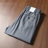 Pantalones de Lino Mezclado Transpirables Finos de Verano para Hombre con Textura de Gama Alta Cintura Elástica Suave Caída Casual