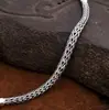 Plata de Ley S925 Versión Fina Tejido a Mano Liso Minimalista Pulsera para Hombre Moda Personalizada Más Vendido Artículo al por Mayor