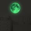 Pegatinas de pared de luna grande luminosa de 40 cm para decoración de habitación infantil, color original, luz verde, fluorescente