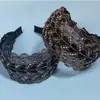 Diadema Blanca Ancha Bordada con Cristales con Capucha para Cabello, Aro para el Cabello Coreano, Anillo de Presión para el Cabello, Diadema de Moda Elegante Femenina, Bandita para el Cabello Roto, Sello para el Cabello, Tocado