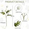 5 Flores Artificiais de Dente-de-Leão em Cores de Outono para Casamento, Arranjo de Vaso para Sala de Estar, Flores de Seda Crisântemo Ping Pong, Galhos de Flores Artificiais Crisântemo Bola Pequena