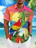 2024 Transfronterizo Hombre Caliente Nuevo Camisa de Manga Corta Serie Vacaciones Hawái Estampado 3D Casual Top para Hombre