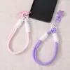 Alça de celular de laço duplo, chaveiro de estrela, etiqueta em formato de coração, cores suaves, design cheio e fofo, simples, portátil, versátil