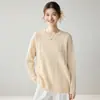 Suéter de Punto de Cachemira con Temperamento de Lujo Ligero para Mujer, Holgado, Cuello Redondo, Nuevo Estilo 2026, Color Sólido, Tejido Cálido