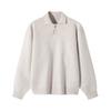 Tejido de punto de solapa de alta gama informal para mujer Otoño e Invierno Elegante Tejido de punto interior Camisa polo corta Top gris Primavera y Otoño