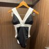 Atacado Transfronteiriço Moda Praia 2023 Novo Biquíni K-Style Sexy Costura Preto e Branco Ajustado Maiô Inteiro para Mulheres