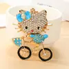 Llavero de Metal de Gatito Lindo, Llavero Creativo de Coche Incrustado con Diamantes, Colgante para Bolso, Regalo de Vacaciones al por Mayor