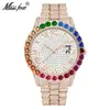 Comercio exterior nuevo personalidad europea y americana hip hop diamante esfera grande calendario reloj de hombre impermeable gradiente arcoíris Diamante