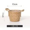 Maceta nórdica de paja para flores, cesta de ratán portátil, creativa, tejida, verde, con arreglo floral de rábano, planta verde, maceta pastoral, decoración del hogar