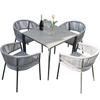 Mesa y Sillas de Exterior Modernas y Sencillas Combinación Patio Jardín Balcón Restaurante Cafetería Mimbre Tejido con Cuerda Mesa y Sillas de Comedor de Ocio