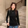 Camiseta Base de Forro Polar Cepillado para Mujer, Nuevo Estilo de Principios de Otoño, Corte Ajustado, Cálida, Ropa Interior, Camiseta Base de Cuello Medio Alto