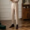 Otoño e Invierno Pantalones Casuales de Lana de Cintura Alta para Hombre Cálidos Rectos Dosing Nápoles Caballero Color Sólido Pantalones Combinables